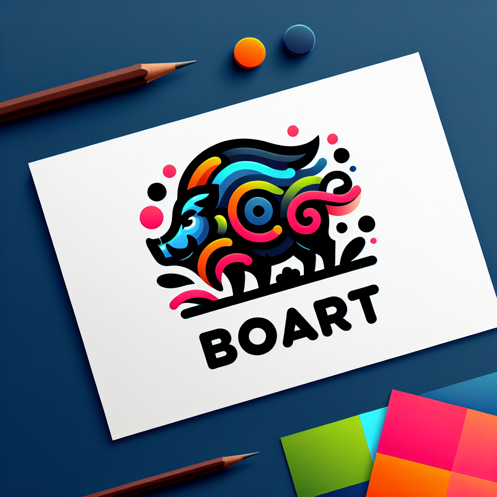 A logo for a site named BOART, this is a art work and a boar is our symbol, it’s a cute, quite simple, creating, and friendly, dedicated to adding accents to living spaces, featuring a harmonious blend of modern design and artistic flair that reflects comfort and creativity in home decor. “BOART” should be put on the logo.